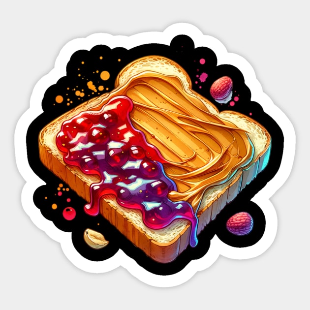 Peanut Butter And Jelly Toast Sandwich Vintage Kawaii Yummy Breakfast Sweet Sticker by Flowering Away